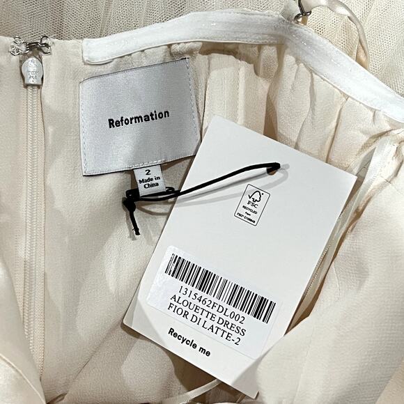 NWT NEW Reformation Alouette Dress Fior Di Latte - Picture 10 of 10